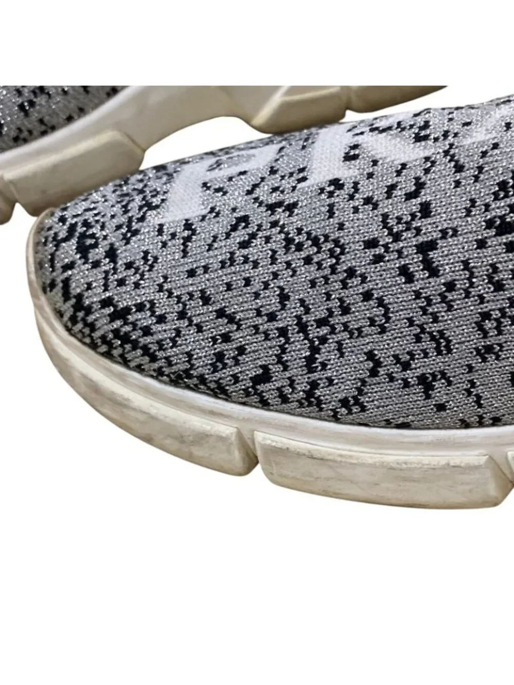 Prada Logo Knit Sneakers Size 6 Approx 23 cm Silver Color Black - Picture 13 of 13